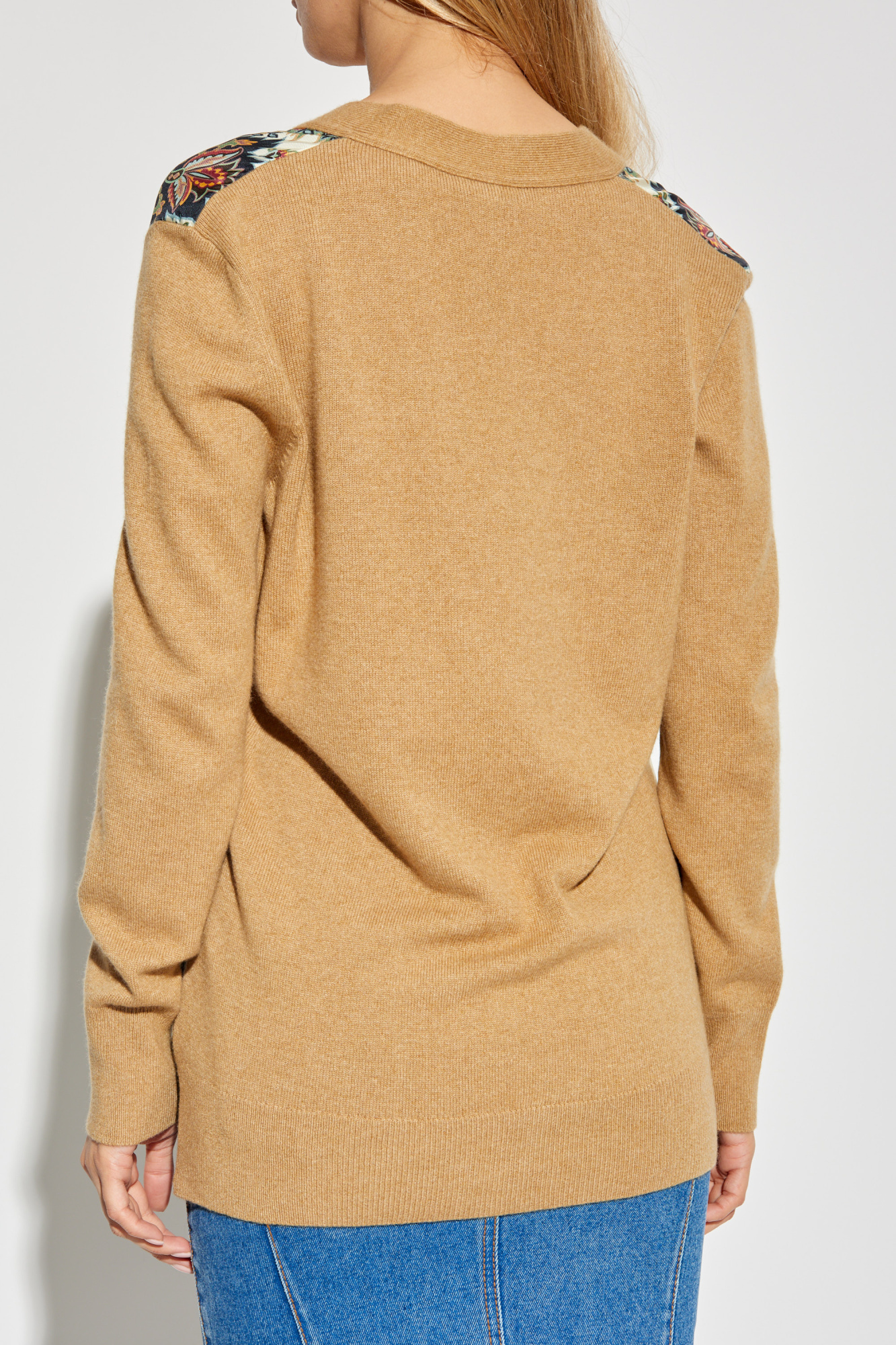 Etro Floral-print Panelled Cardigan In Nude