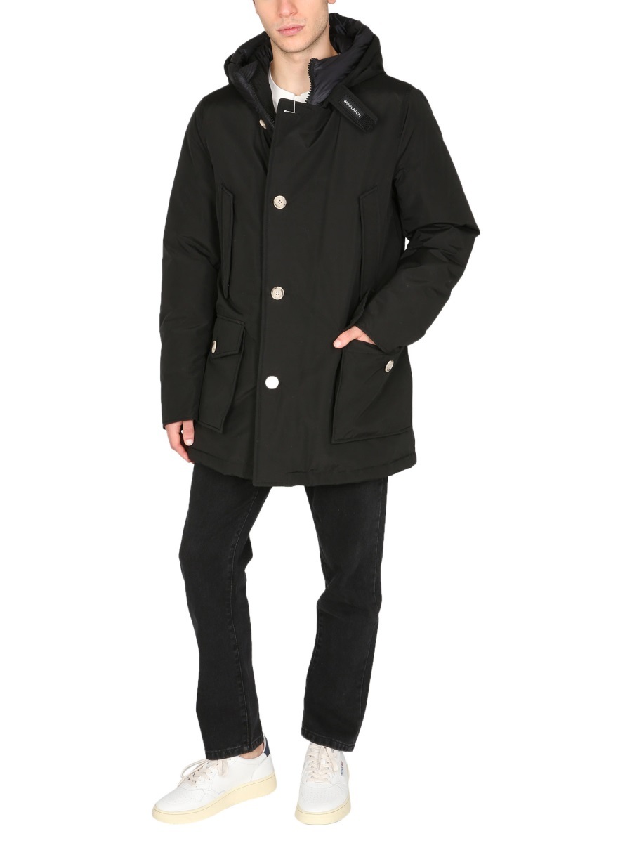 Woolrich Down-feather Hooded Coat In Black
