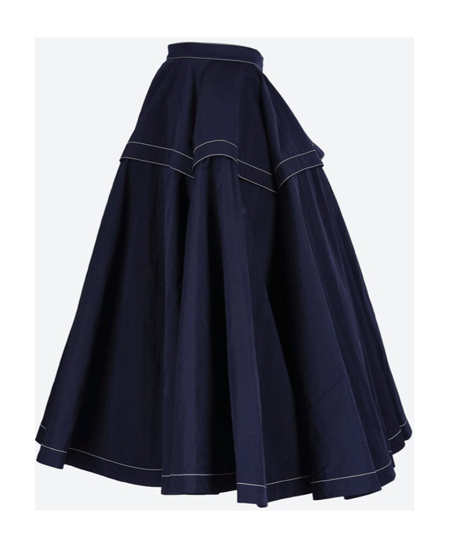 Bottega Veneta Panelled Flared Midi Skirt In Blue