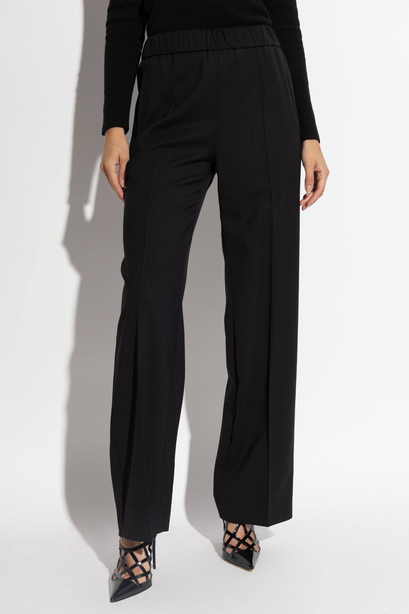 Dolce & Gabbana Twill Flared Trousers In Black