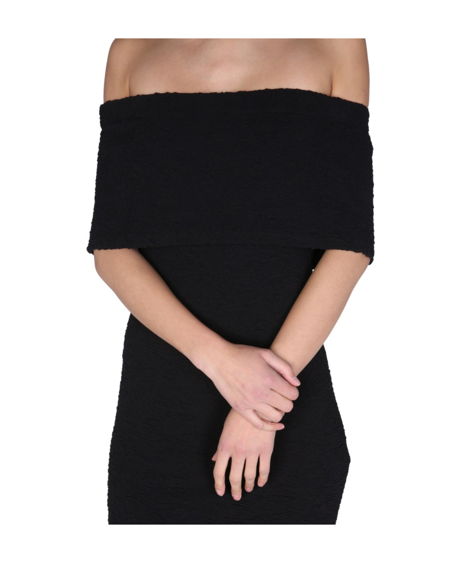 Msgm Off-shoulder Mini Dress In Black