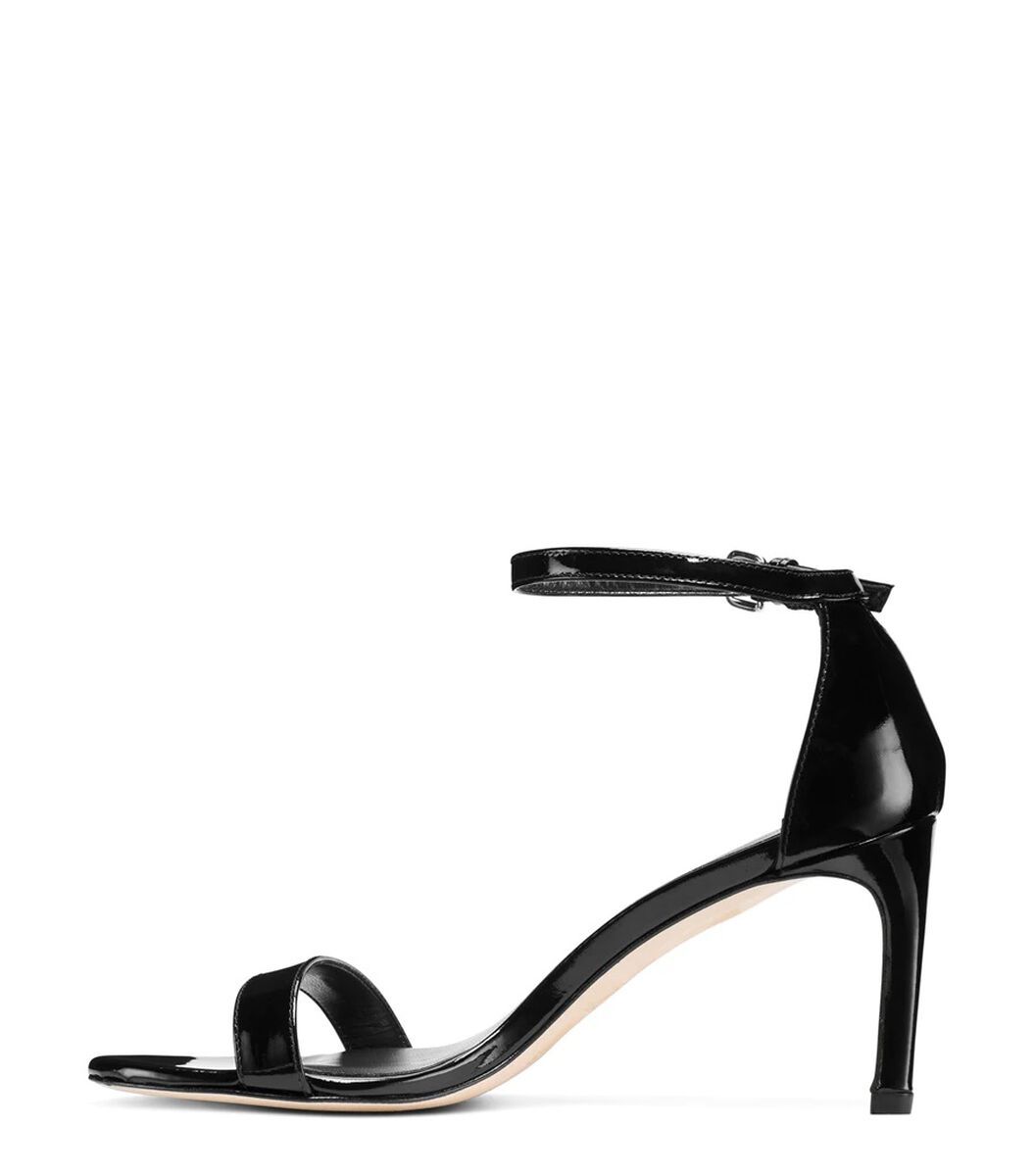 Shop Stuart Weitzman One-word Buckle High-heeled Sandals In Black