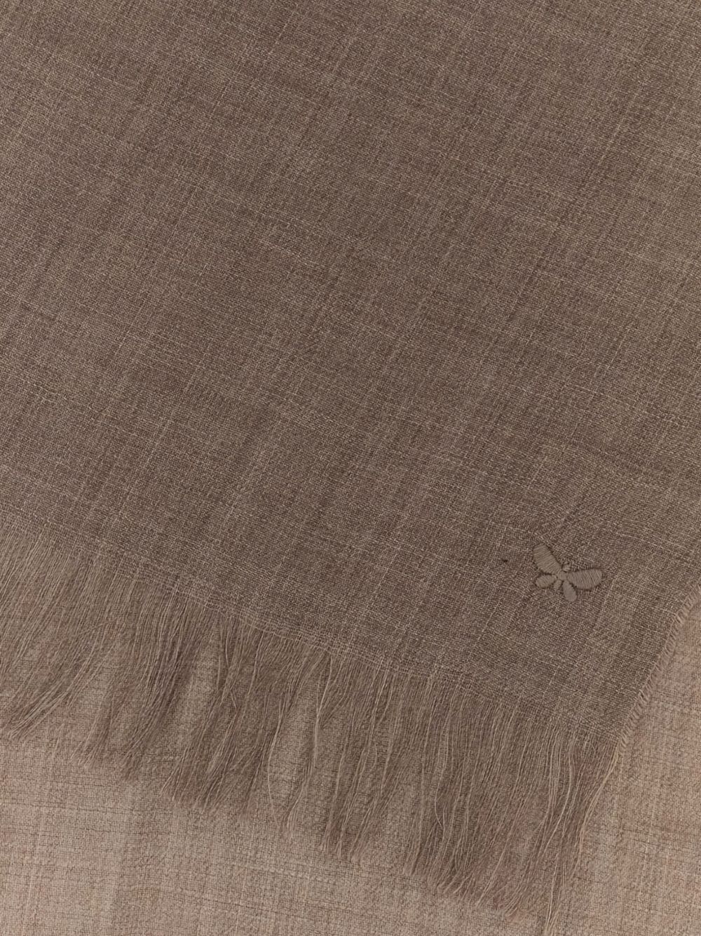 Weekend Max Mara Wool Ken Scarf With Embroidered Detail And Fringed Edges In Brown