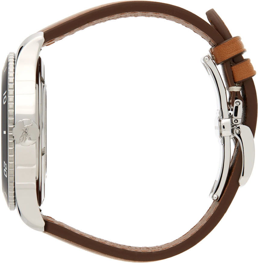 Polo Ralph Lauren Logo Round Watch In Black