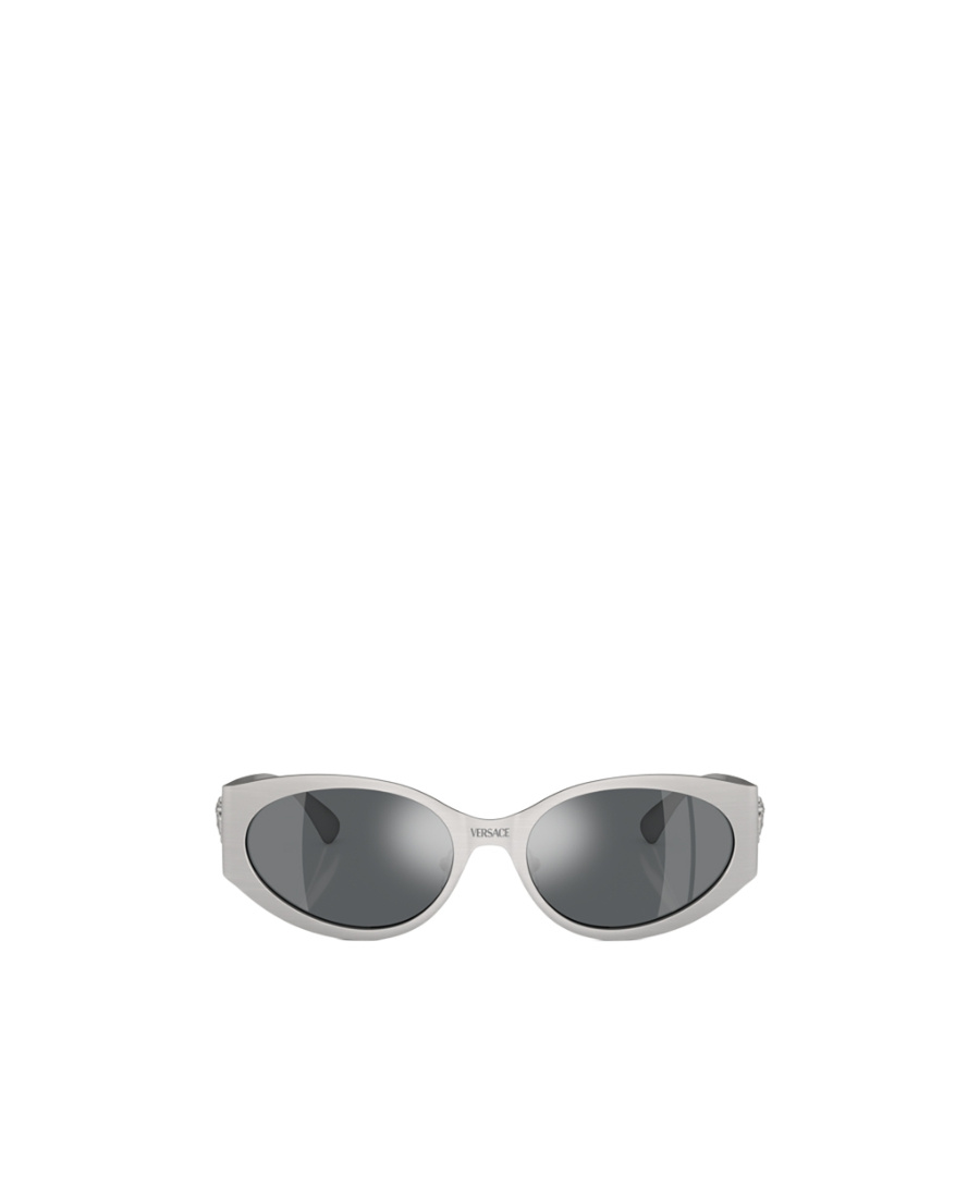 Versace Oval Frame Sunglasses In Gray