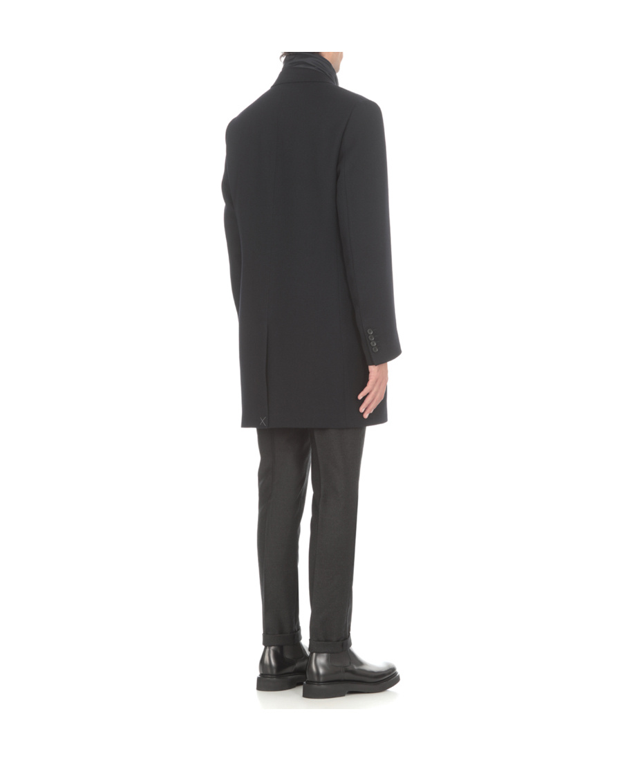 Fay Layered Single-breasted Coat In Black