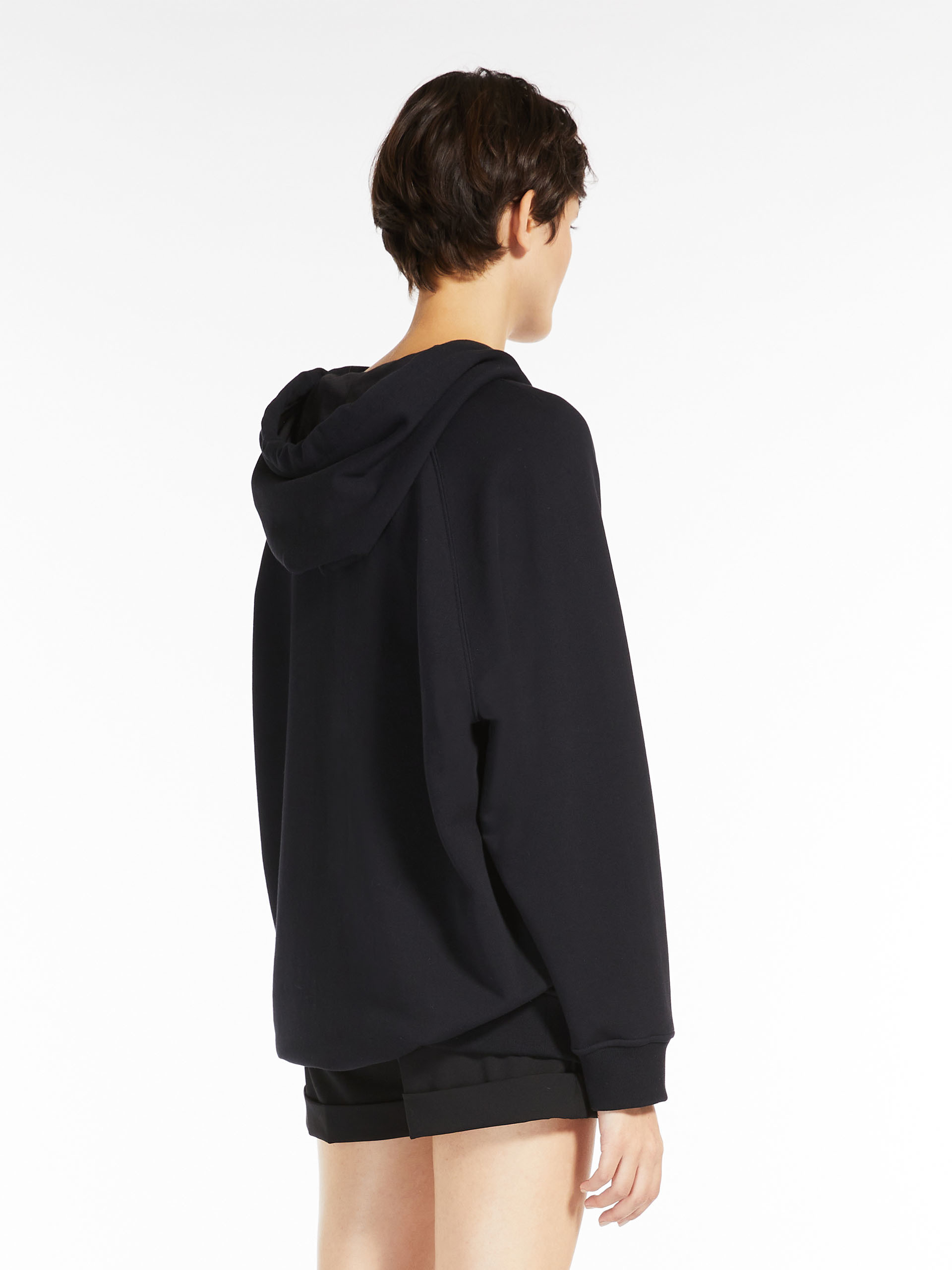 Max Mara Graphic-print Logo-patch Hoodie In Black