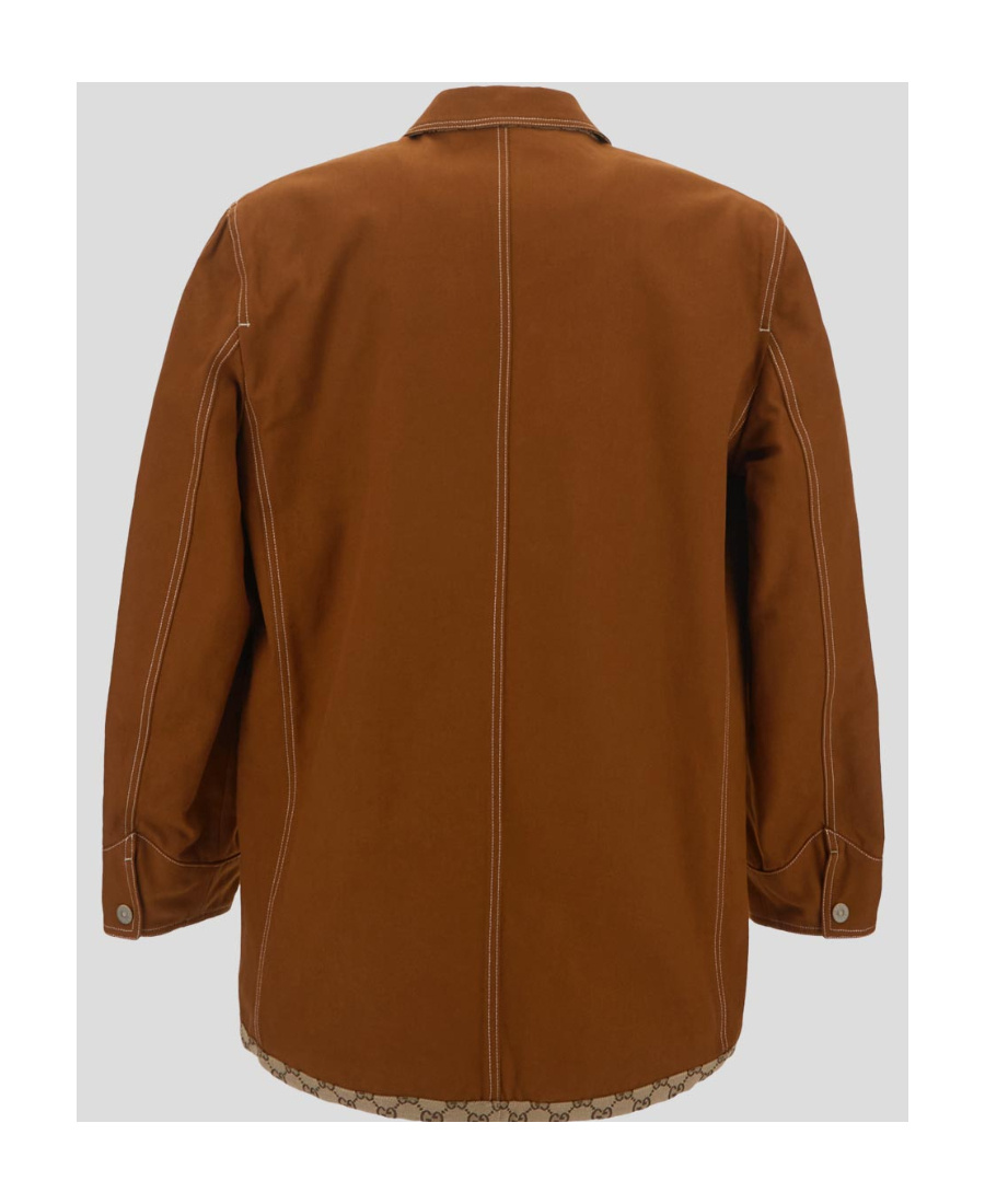 Gucci Monogram-pattern Reversible Jacket In Brown