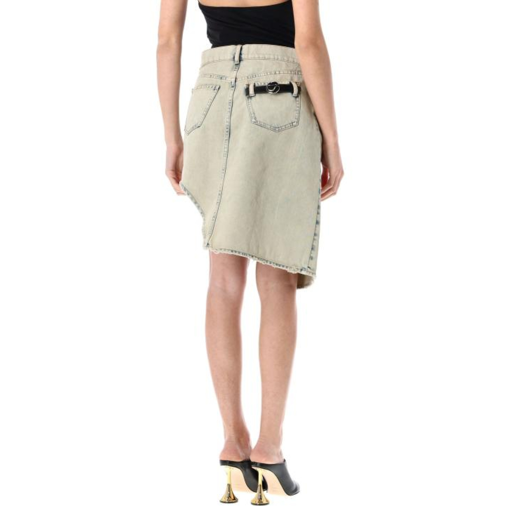 Coperni Denim Skirt With Multiple Pockets In Nude