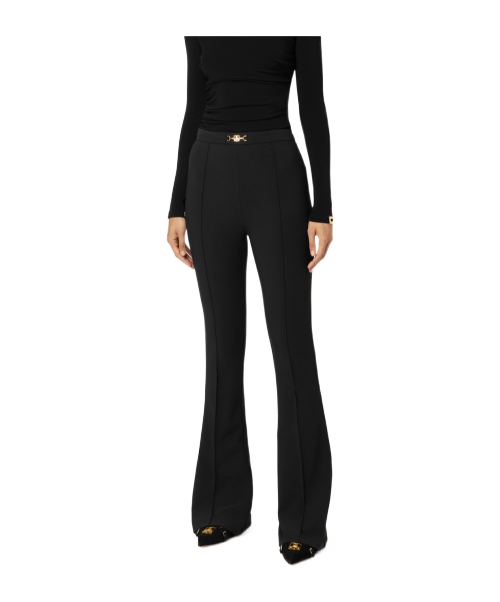 ELISABETTA FRANCHI BUCKLE-DETAIL FLARED TROUSERS
