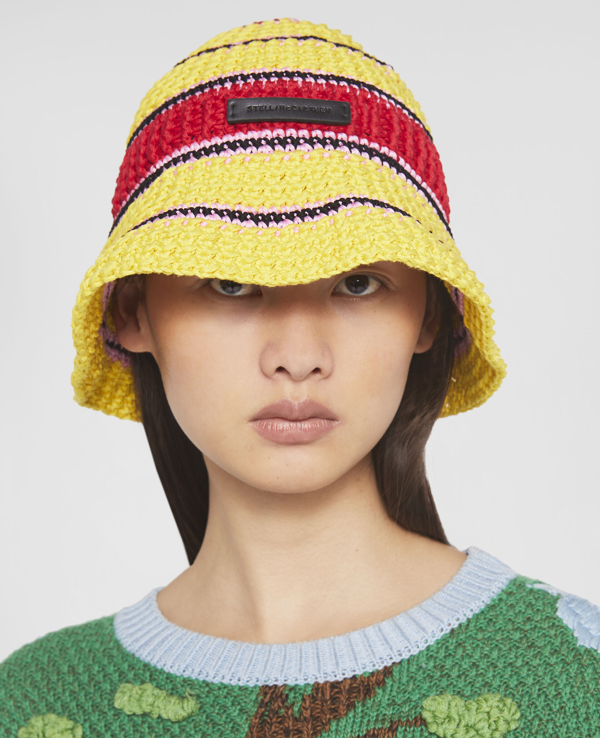 Stella Mccartney Colour-block Crochet Hat In Yellow