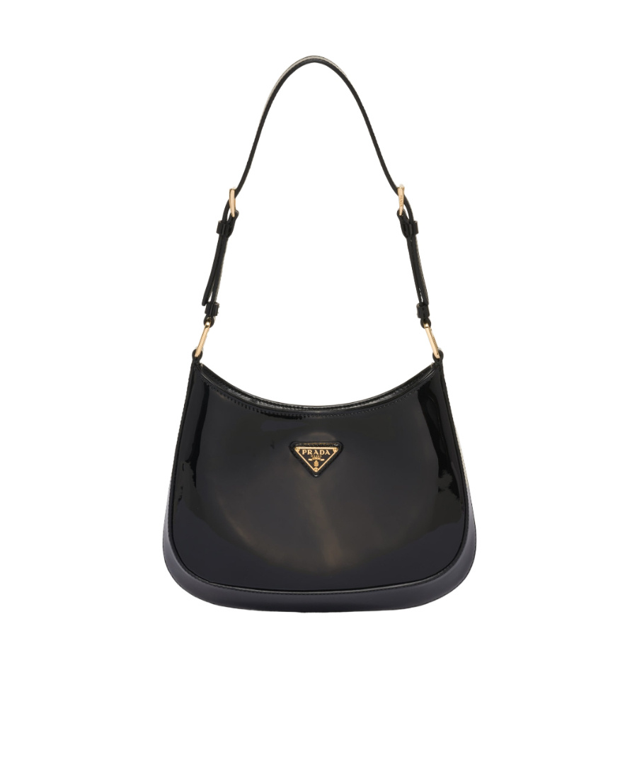 Prada Cleo Patent Leather Shoulder Bag In Black