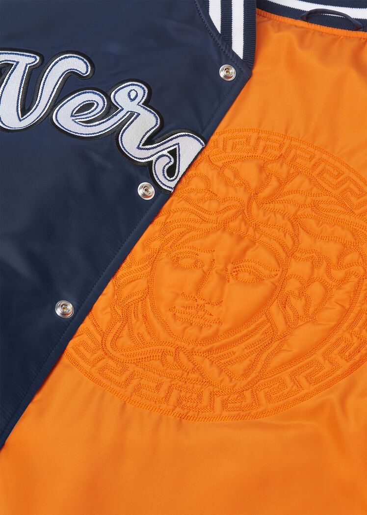 VERSACE VERSACE LOGO EMBROIDERED BUTTON-UP JACKET