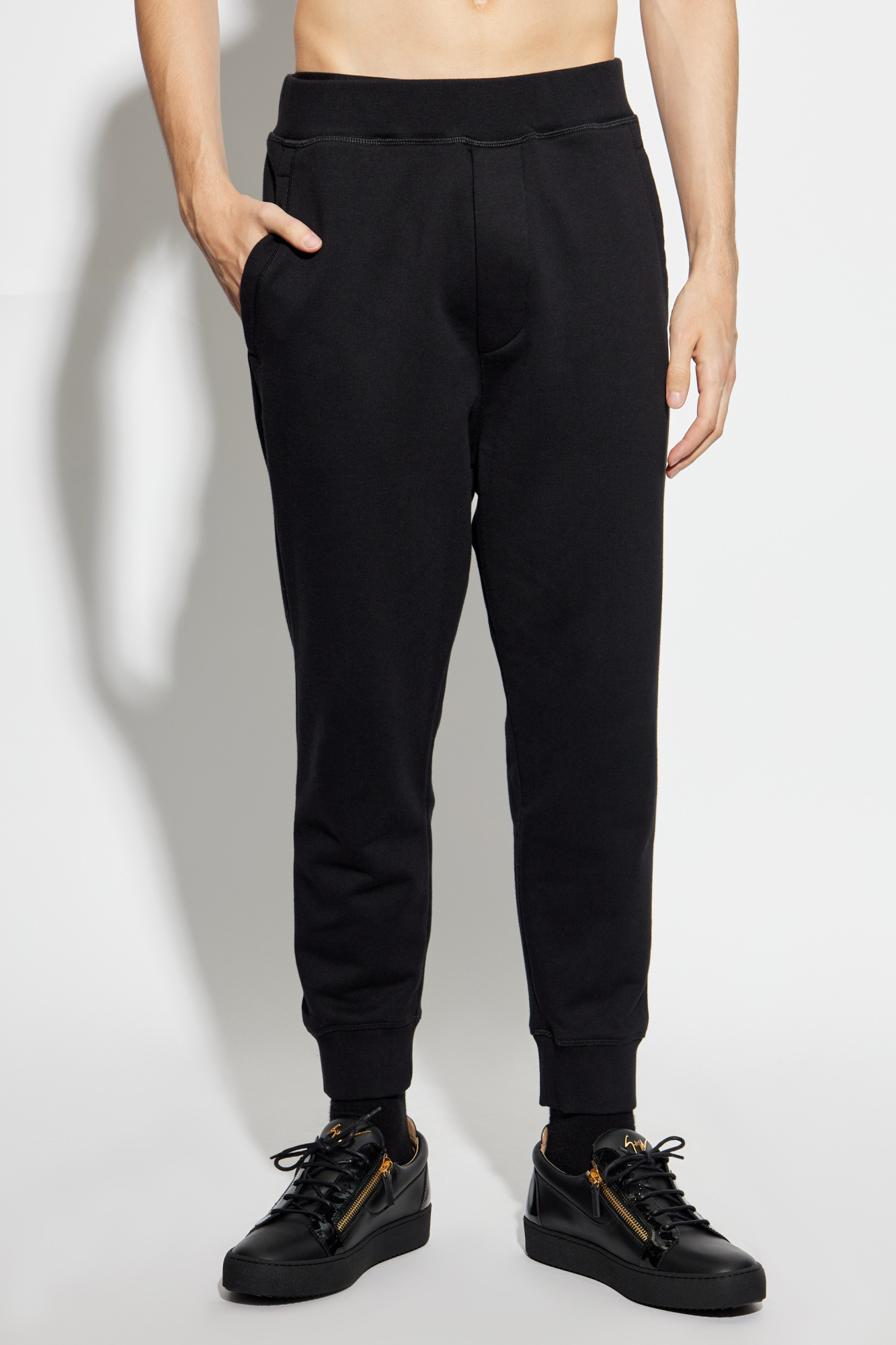 Dsquared2 Logo Detailed Tapered Track Trousers In Black