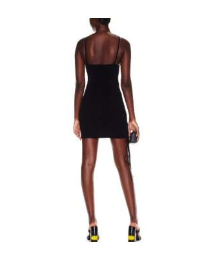 Off-white Vanise Lace-up Ribbed Minidress In Black