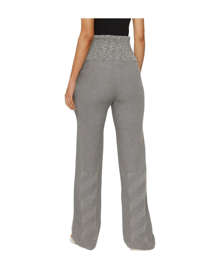 Off-white Diag-print Knitted Trousers In Gray