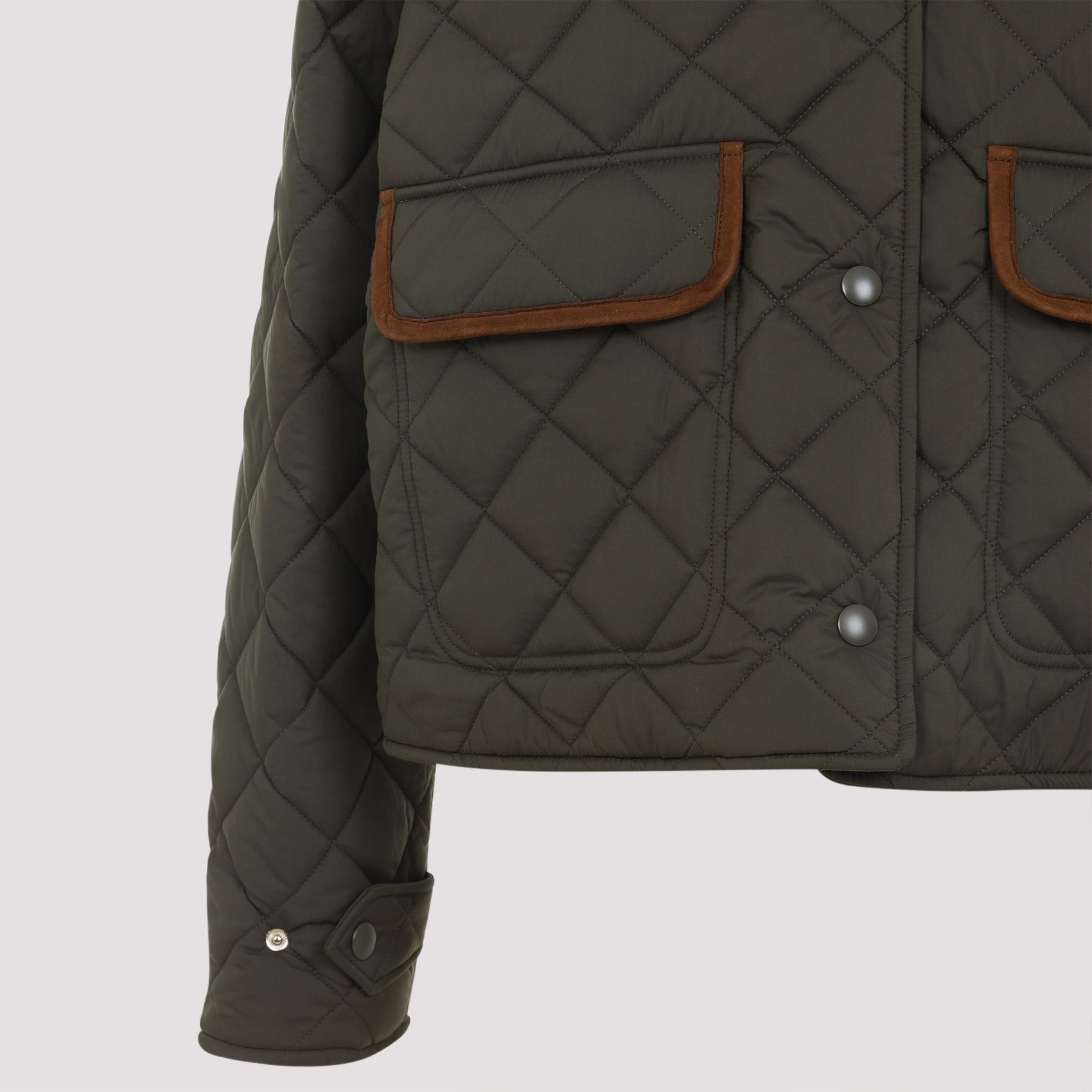 Miu Miu Olive Quilted Nylon Jacket In Black