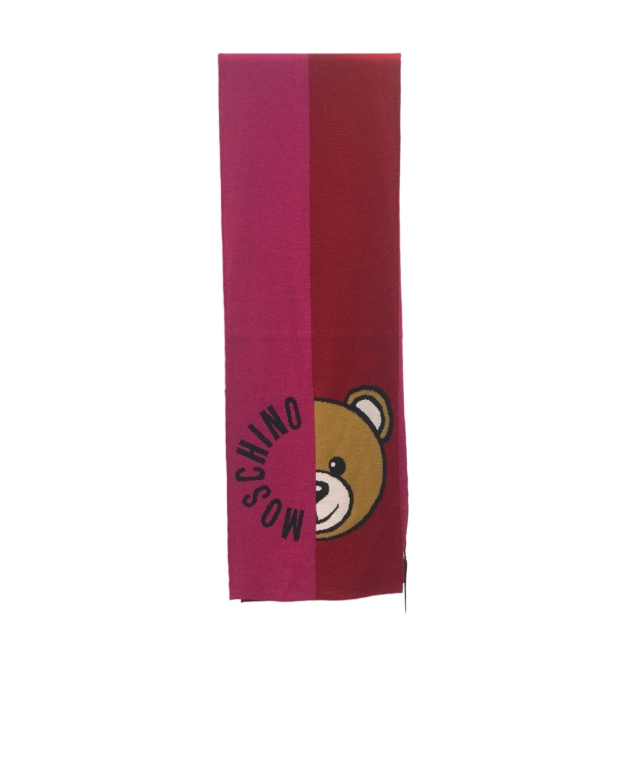 Moschino Logo Coloured Scarf In Red