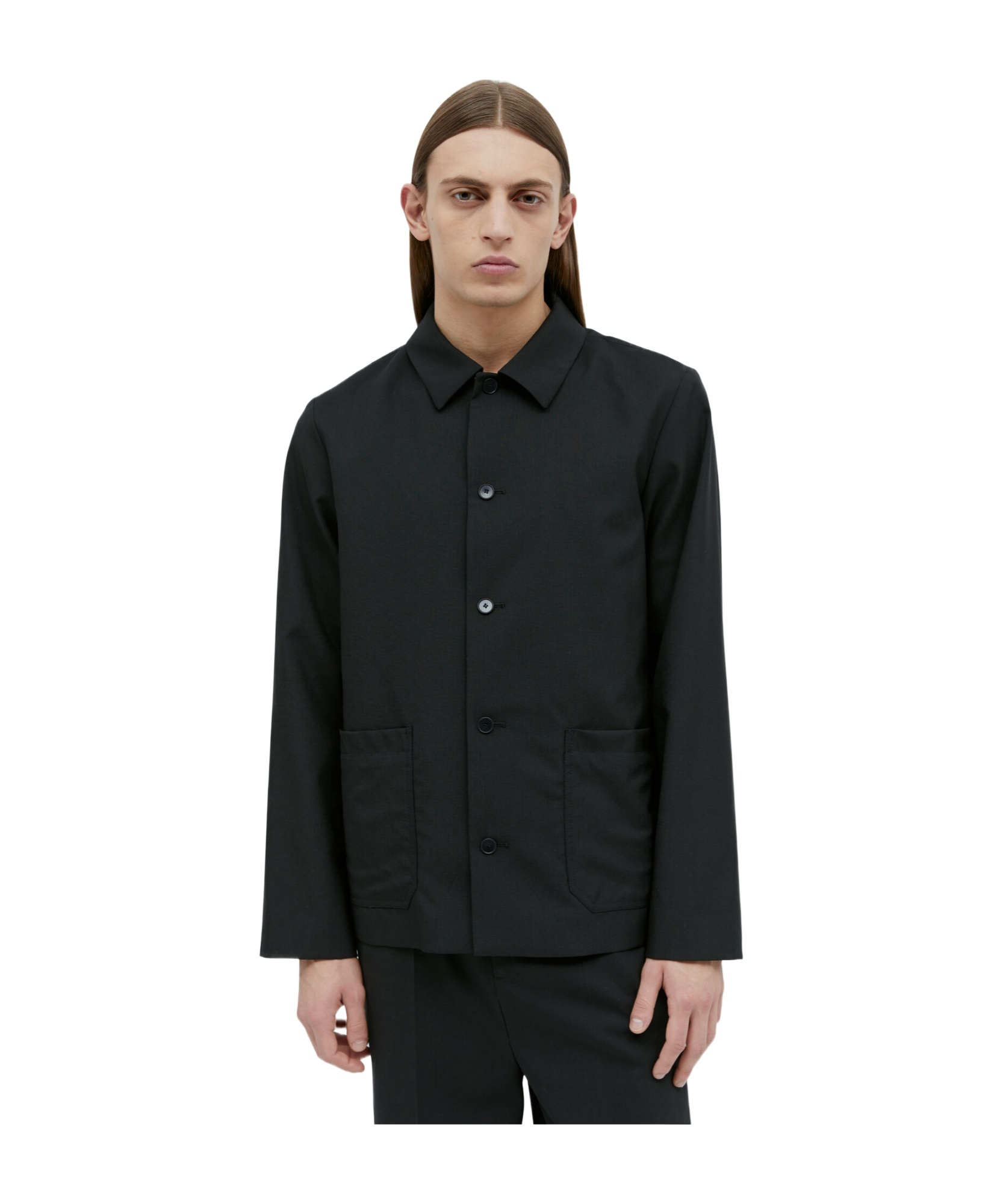 Apc A.p.c. Buttoned Long-sleeved Jacket In Black