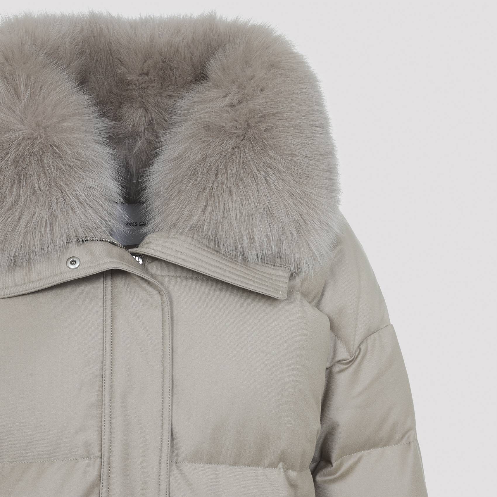 Yves Salomon Luxurious Puffer Jacket With Faux Fur Collar In Gray