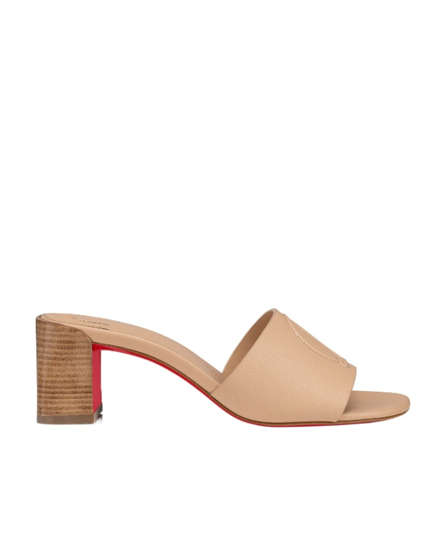 Christian Louboutin Open Toe Muller Shoes In Nude