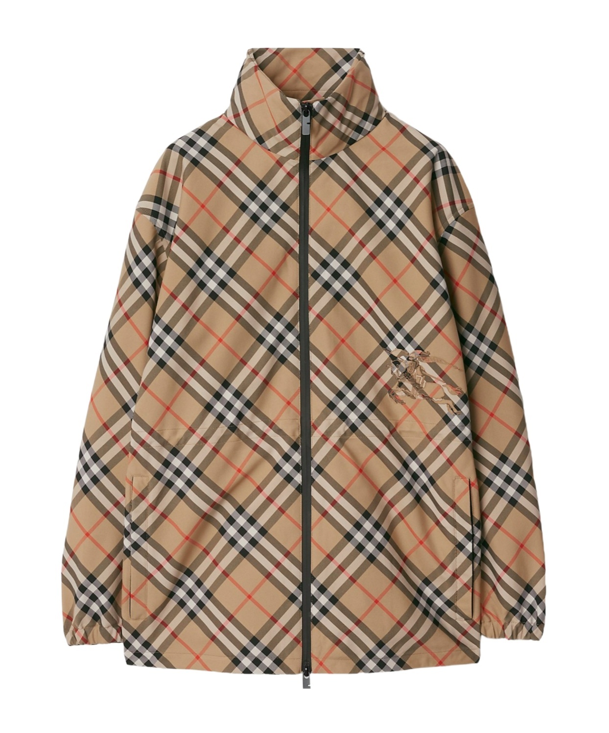 Burberry Waisted Check Hooded Jacket In Nude
