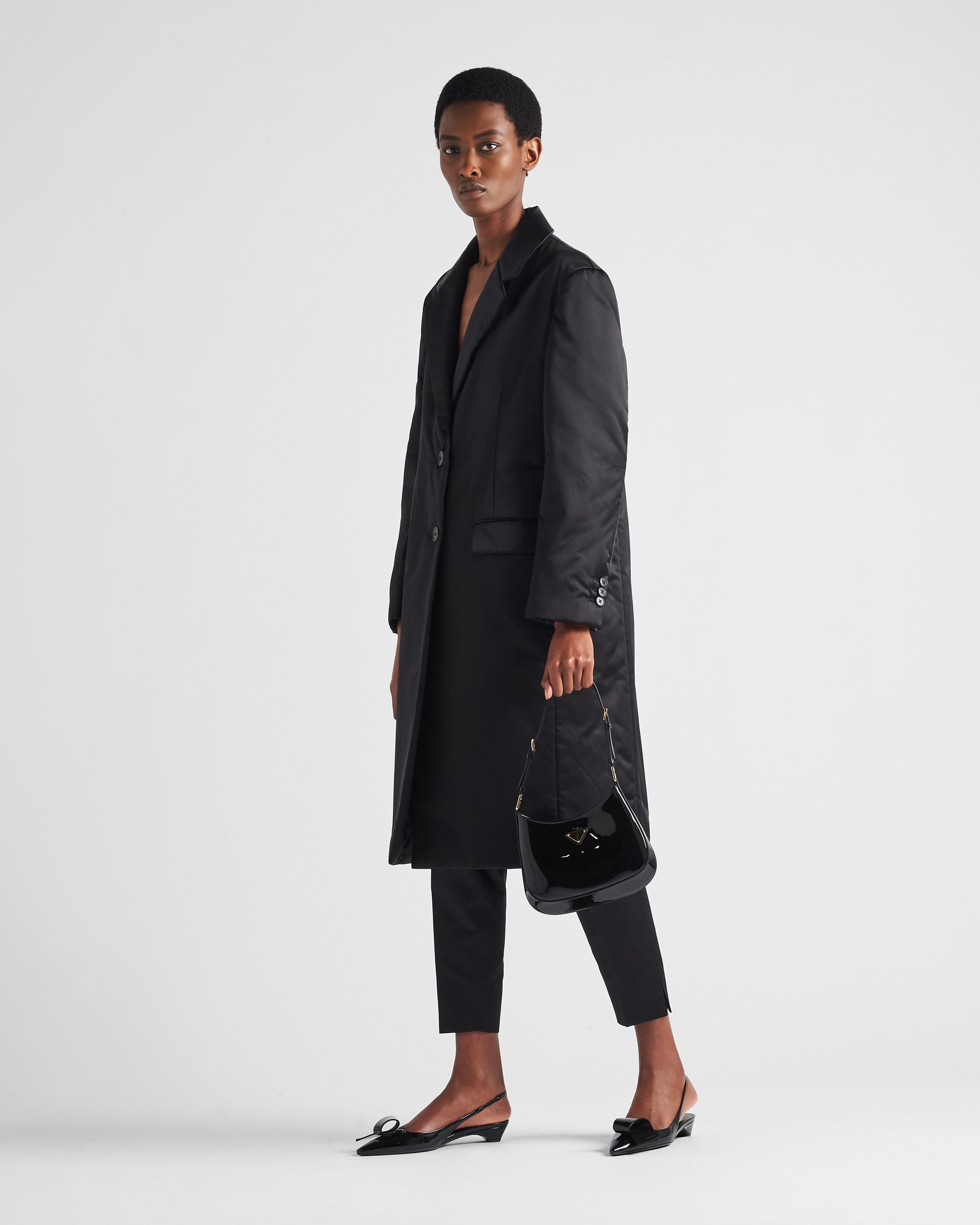 Prada Cleo Patent Leather Shoulder Bag In Black
