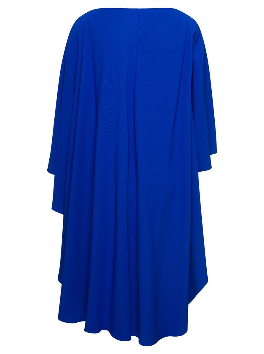 Alberta Ferretti Blue Cape Dress With Ruffle Detailing In Acetate Woman In Blue