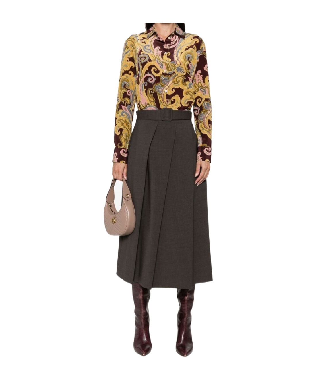 P.a.r.o.s.h Lille Wool-blend Pleated Midi Skirt In Black