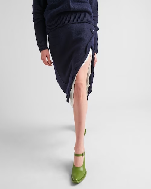 Prada Split Skirt In Blue