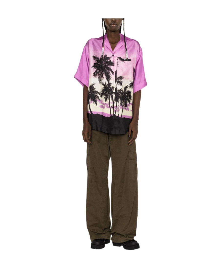 Palm Angels Sunset Print Shirt In Pink