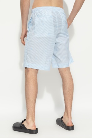 Givenchy Pinstriped Elastic Waist Shorts In Blue