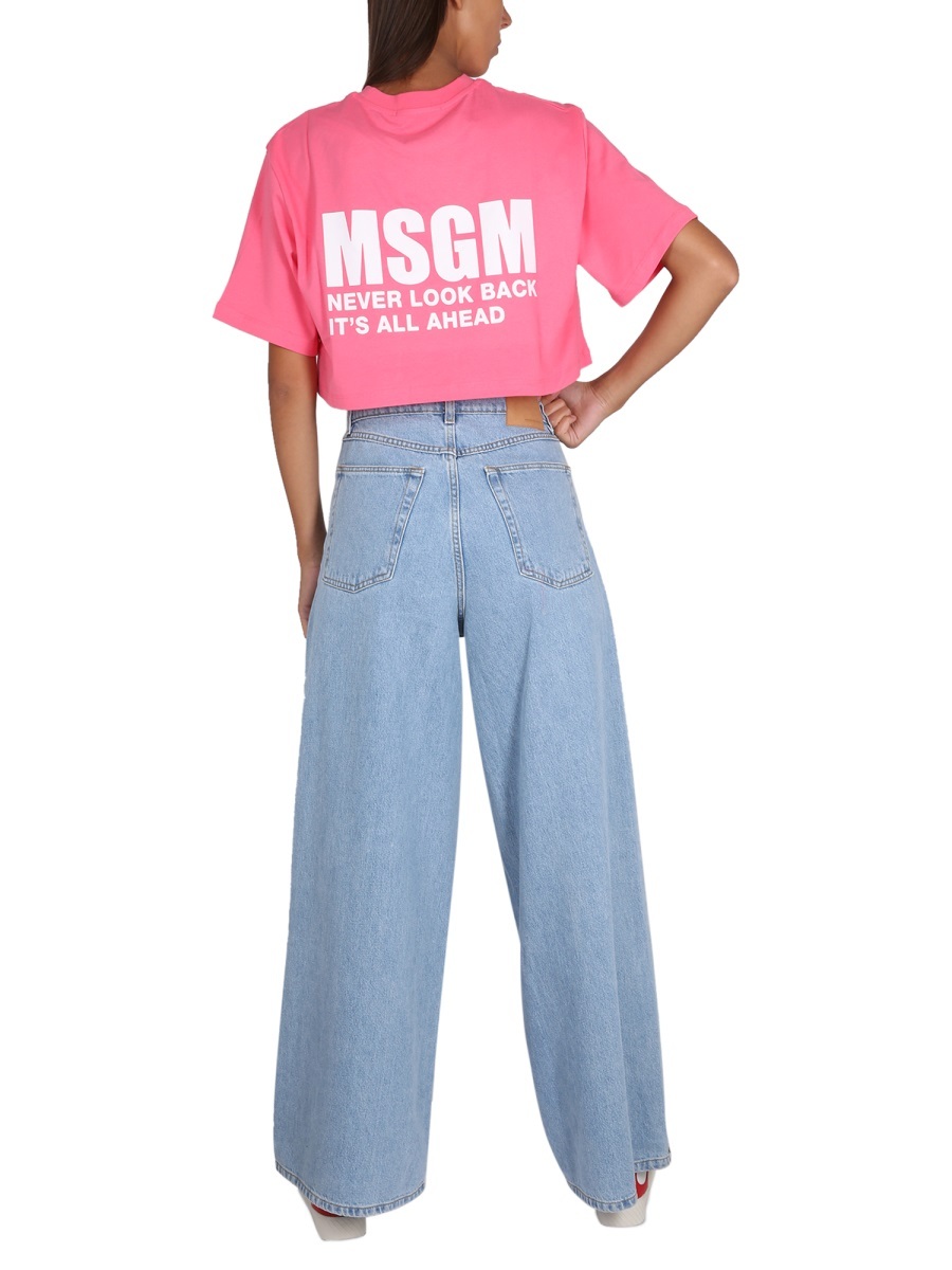Msgm Logo Printed T-shirt In Pink