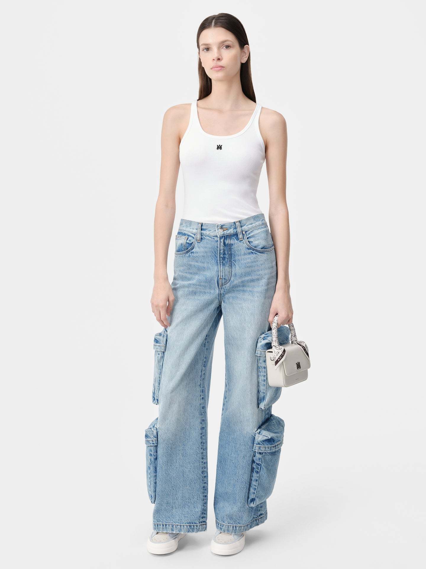 Amiri Ma Embroidered Rib Vest In White