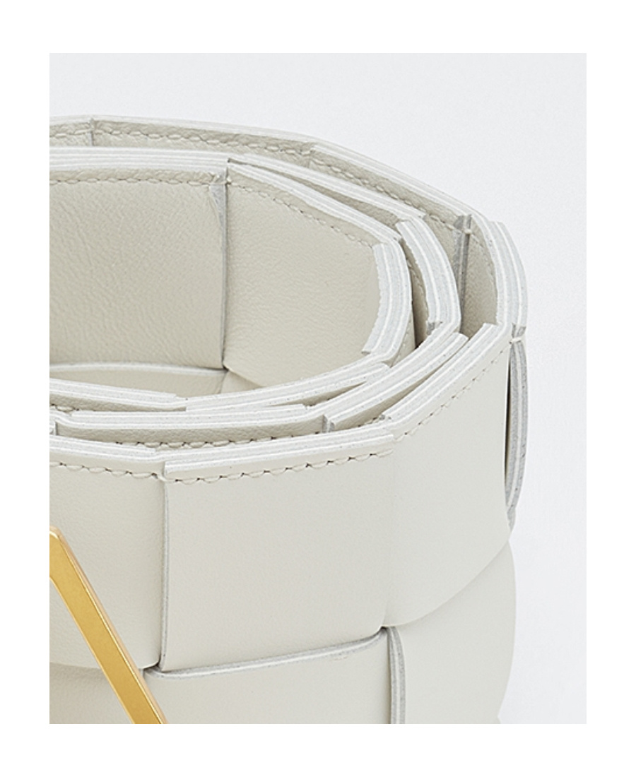 Bottega Veneta Maxi Intreccio Triangle-buckle Belt In White