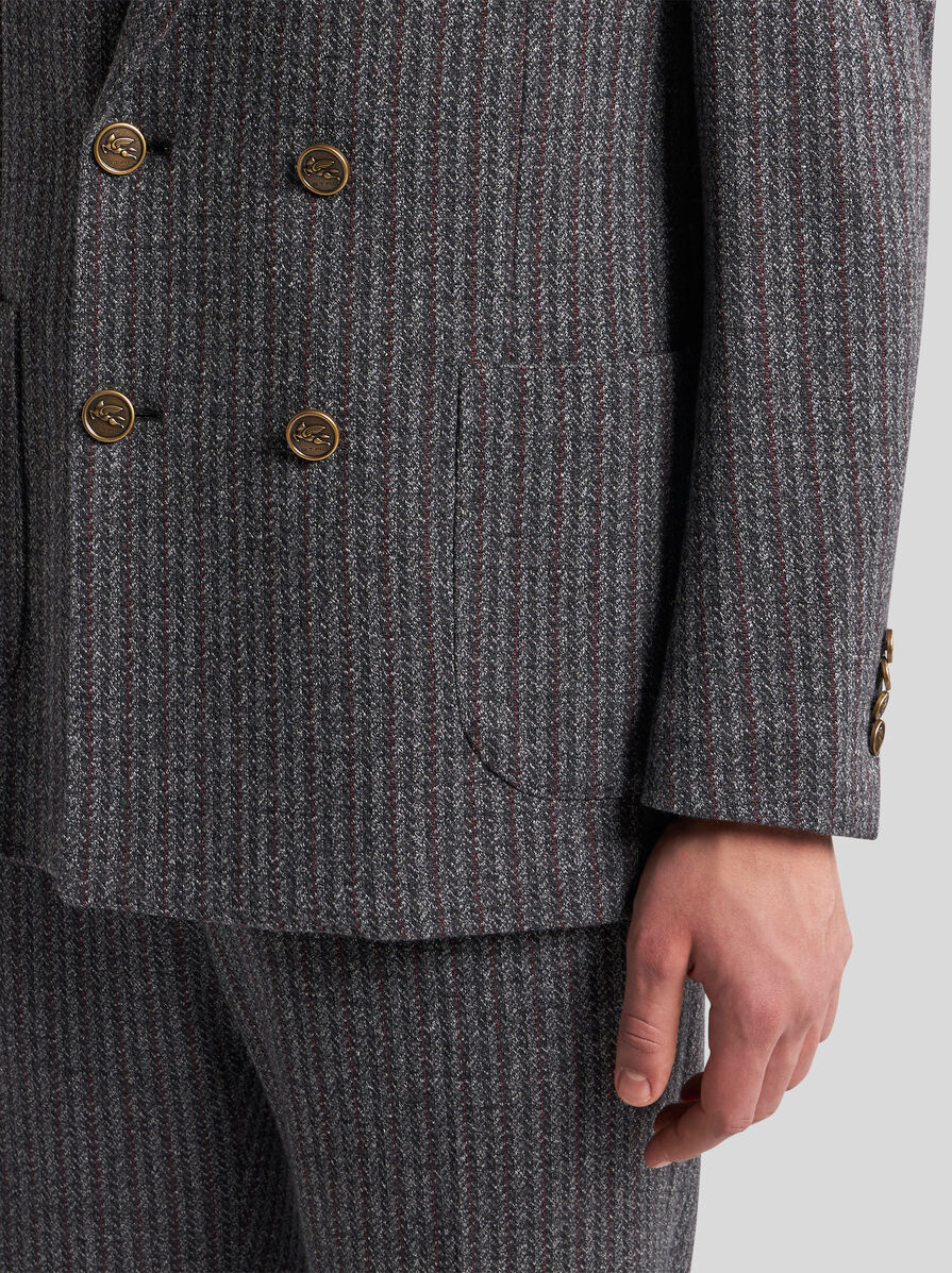 Etro Long-sleeved Double-breasted Blazer In Black