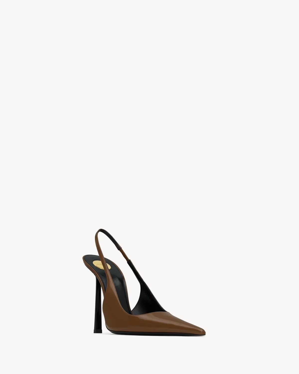 Saint Laurent Vendome Slingback Pumps In Glazed Leather In Brown