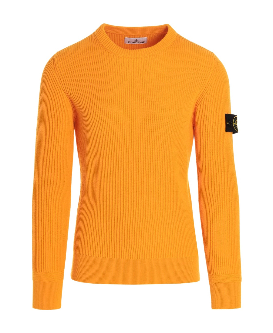 Stone Island Compass-patch Crew-neck Jumper In Yellow