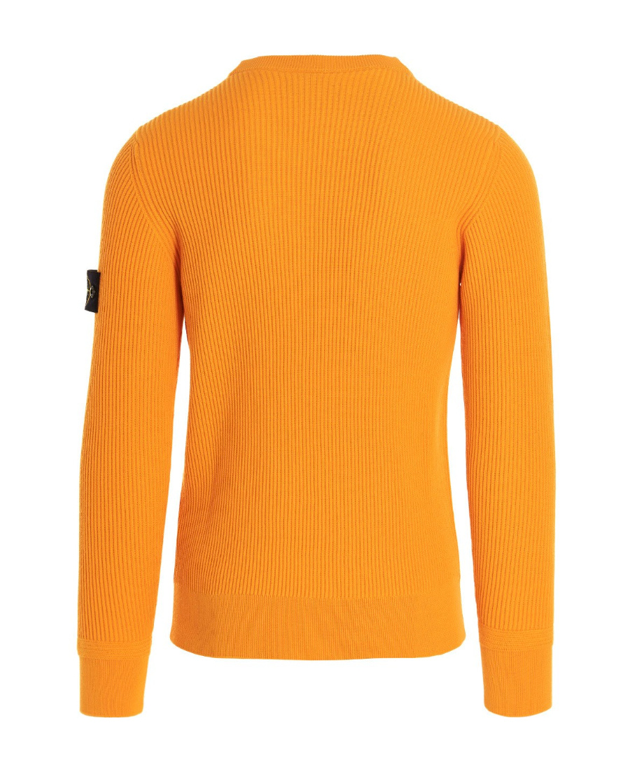 Stone Island Compass-patch Crew-neck Jumper In Yellow