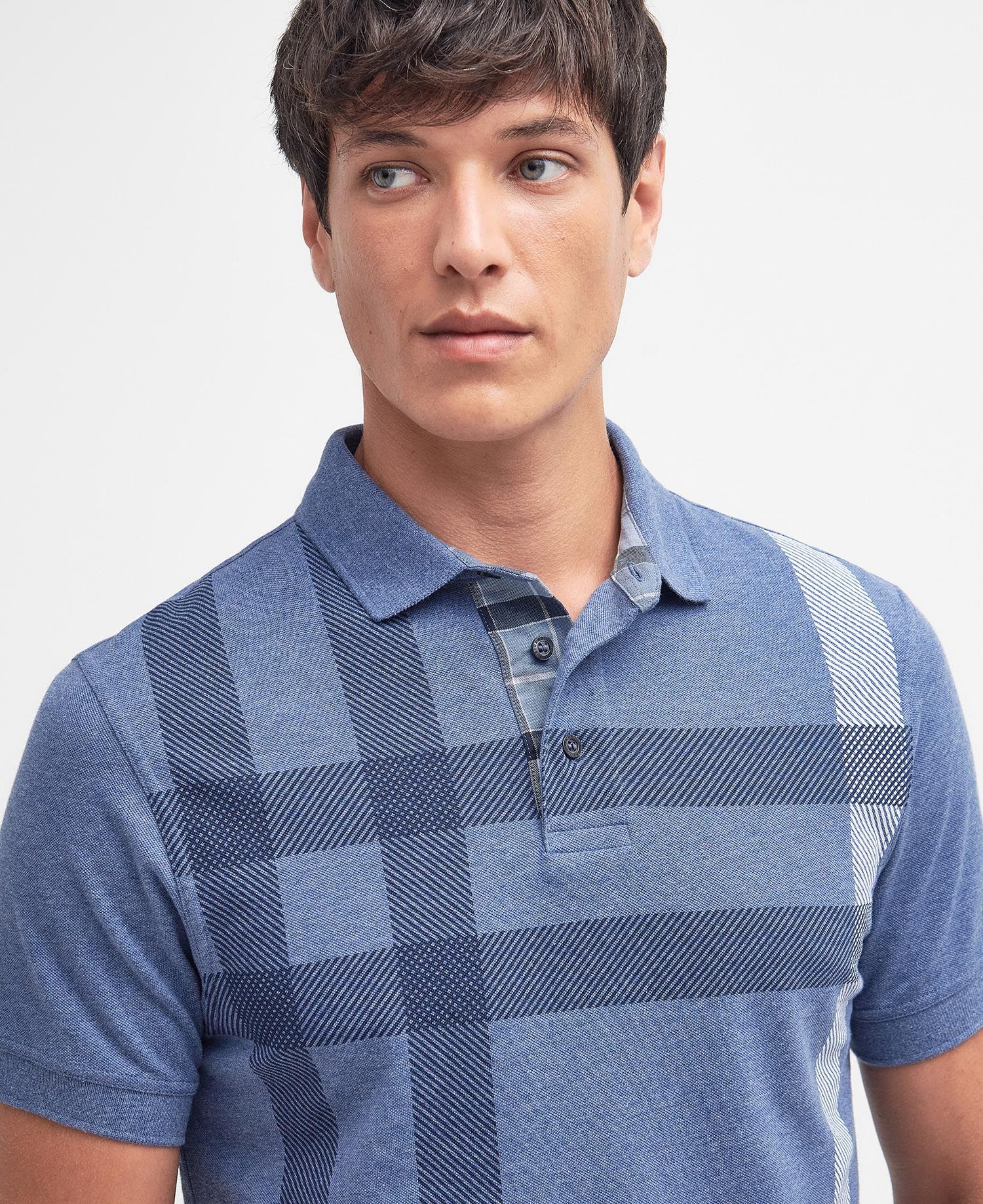 Barbour Blue Check Pattern Polo In Blue