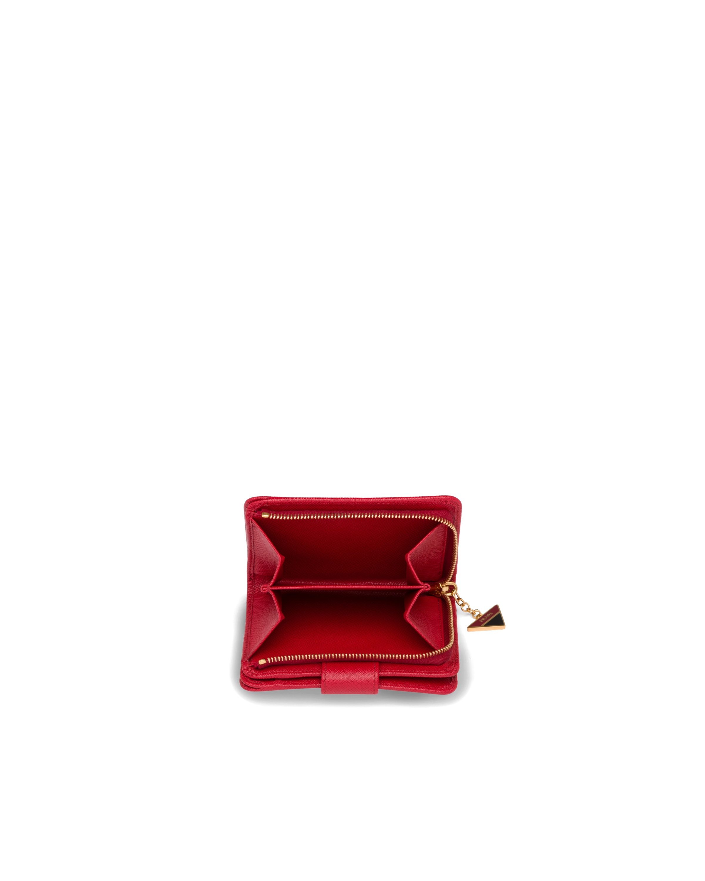 Prada Saffiano Cross Texture Wallet In Red