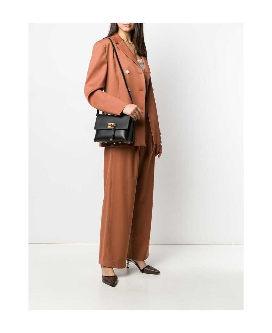 Shop Ferragamo Vara Turn-on Cross-body Bag In Black