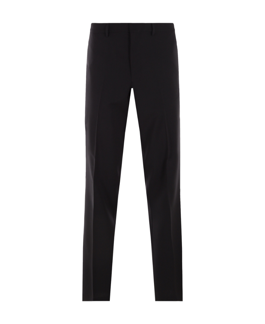 Prada Mid-rise Triangle-logo Tailored Trousers In Black