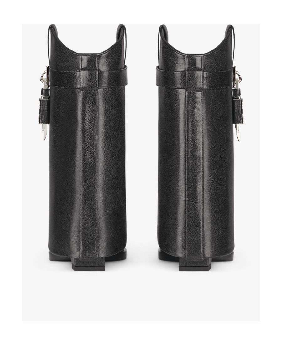 Shop Givenchy Shark Lock Cowboy Ankle Boots In Aged Leather In Black