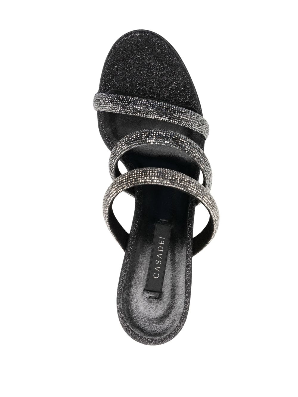 Casadei Rhinestone-strap Heeled Mule Sandals In Black