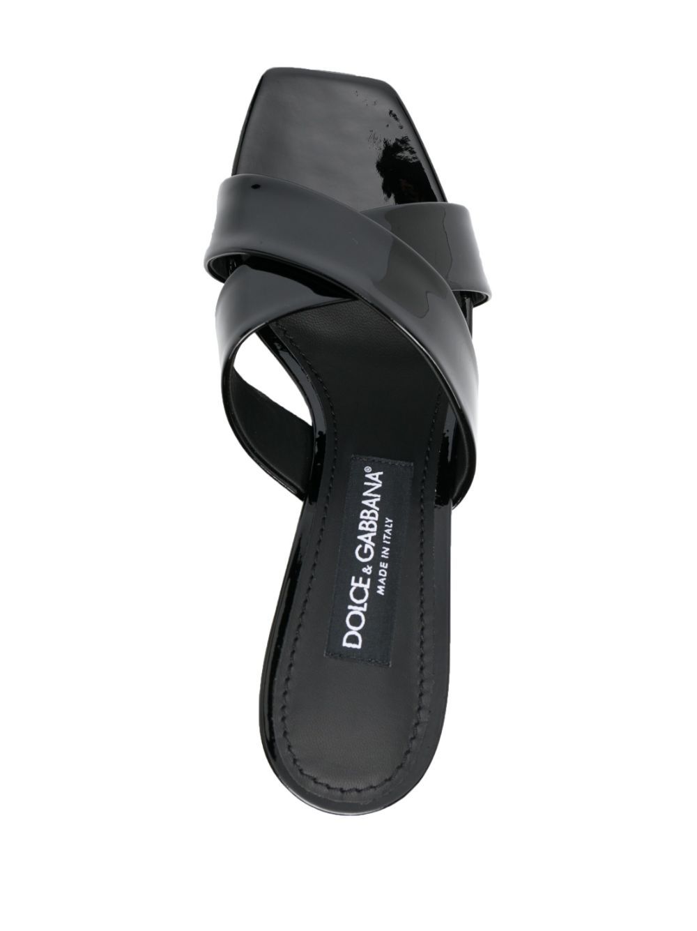 Dolce & Gabbana 75 Patent Leather Dg Heel Mules In Black