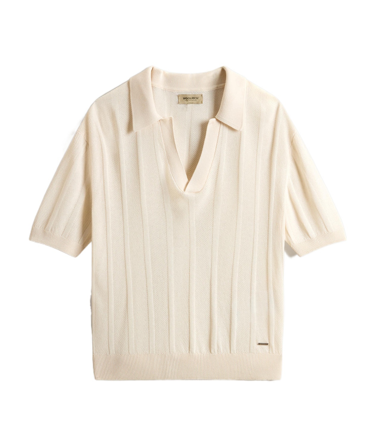 Woolrich Striped Polo Top In White