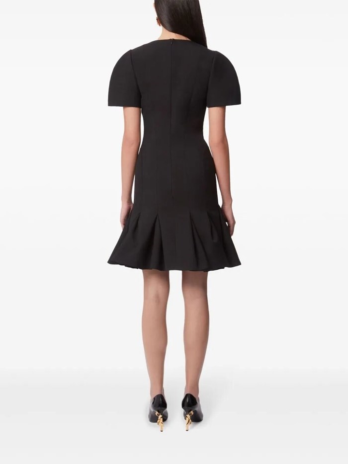 Shop Nina Ricci Peplum-hem Wool Dress In Black