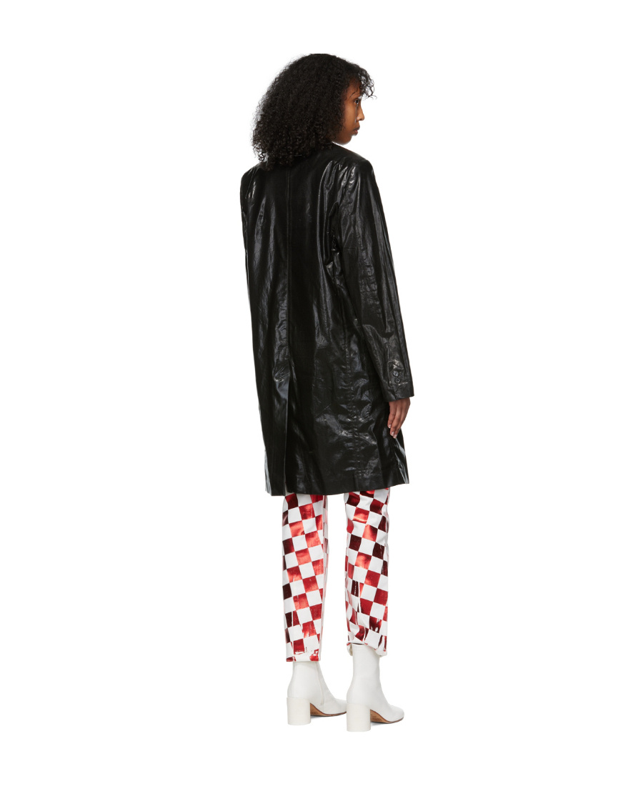 Mm6 Maison Margiela Black Faux-leather Coat In Black