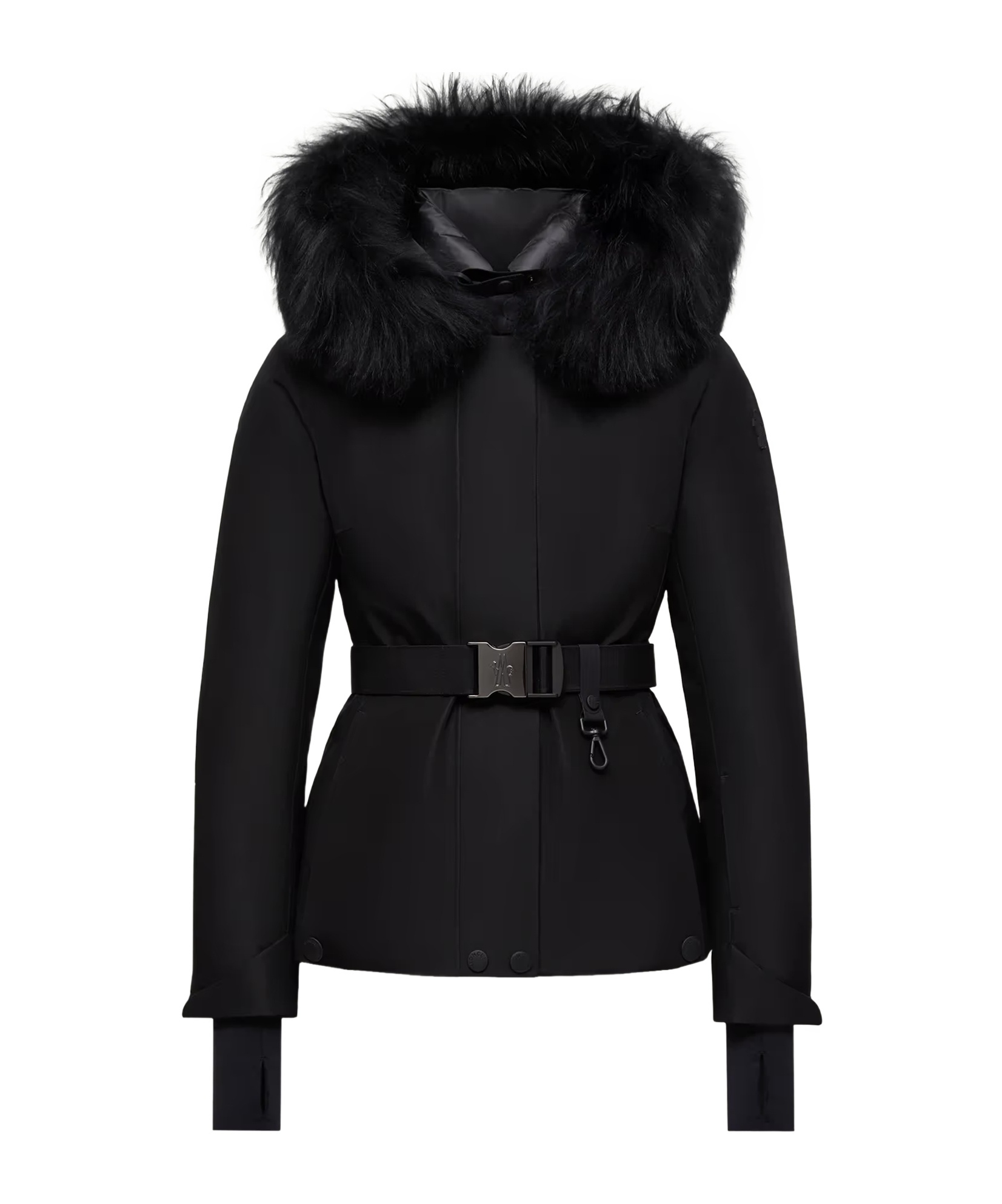Moncler Laplance Gore-tex Shearling-trimmed Hooded Down Ski Jacket In Black